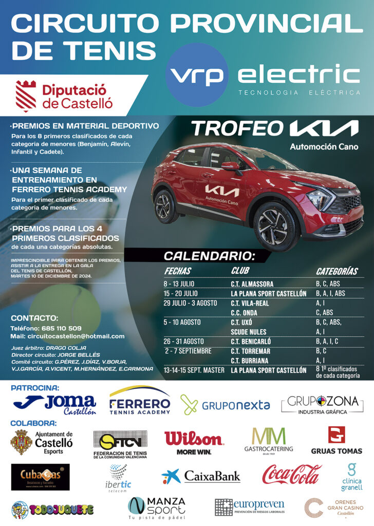 VRP Electric patrocinador del Circuito Provincial de Tenis de Castellón